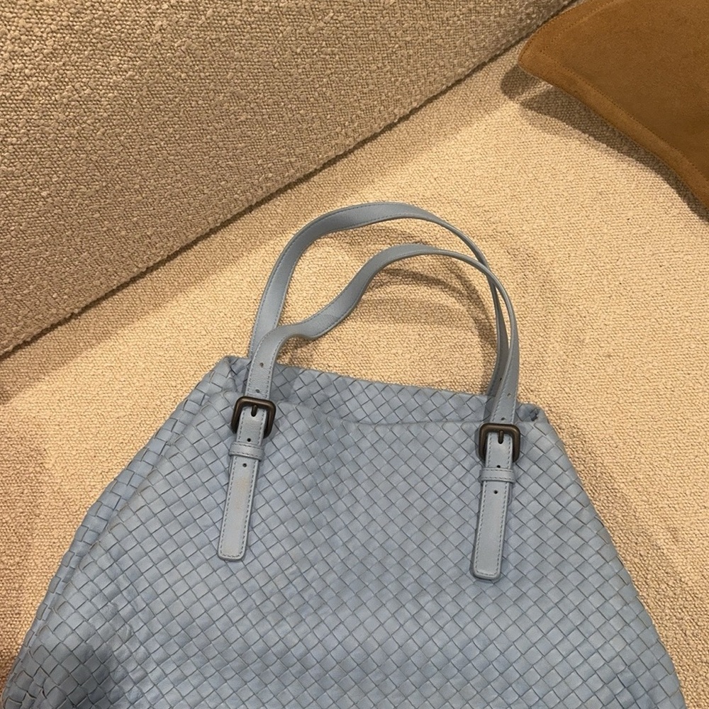 Bottega Veneta Sky Blue Intrecciato Tote